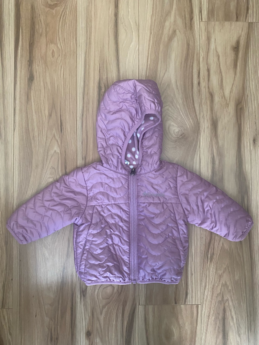 Columbia Reversible Quilted Puffer Fleece lined Hooded Jacket - Size 3-6 Months